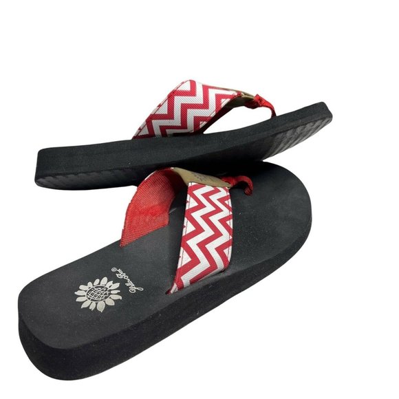 Yellow Box Flip Flop Sandals Red & White Chevron Thong Flip Flops Women's Size 7 - Picture 10 of 12